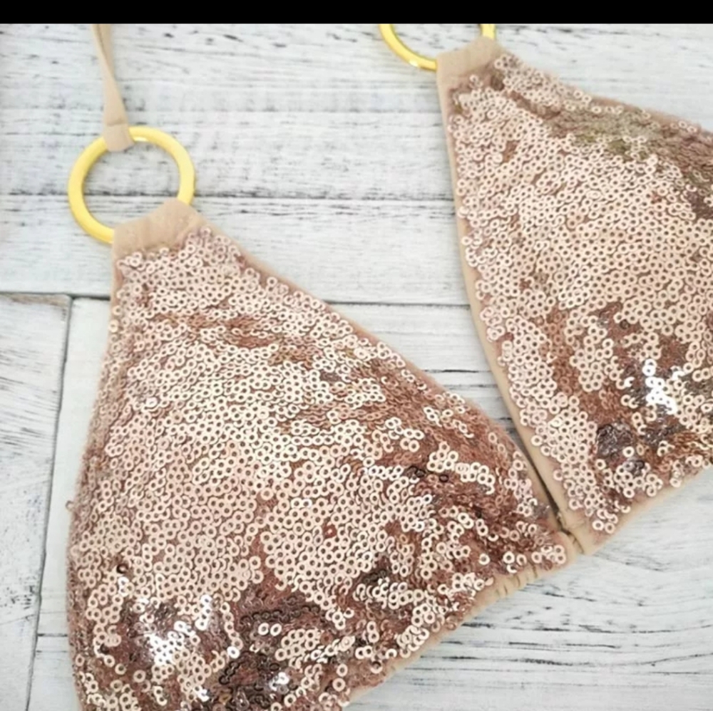 Rose Gold Sequin Bikini - Picture 4 of 7